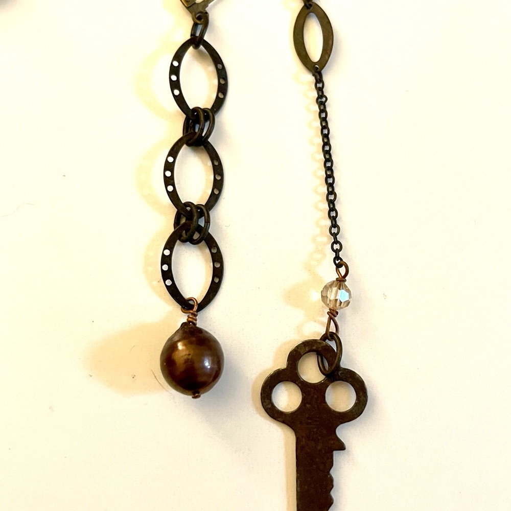 Fun mismatched earrings w key